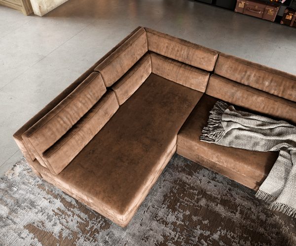 Pohovka ve tvaru "U" Elio XL 400x185 cm imitace kůže vintage hnědá vintage - Image 5