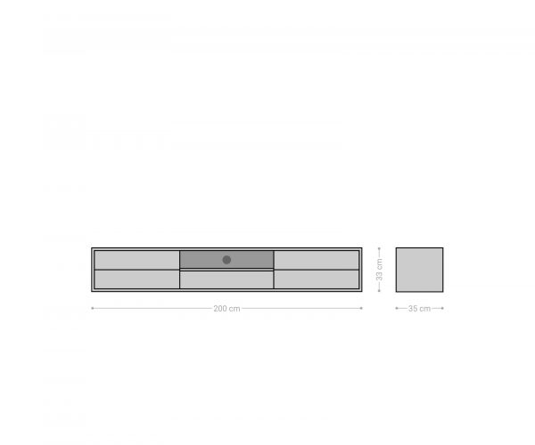 TV stolek Eloi 200x35 cm akácie hnědá 2 dvířka 1 zásuvka závěsné - Image 6