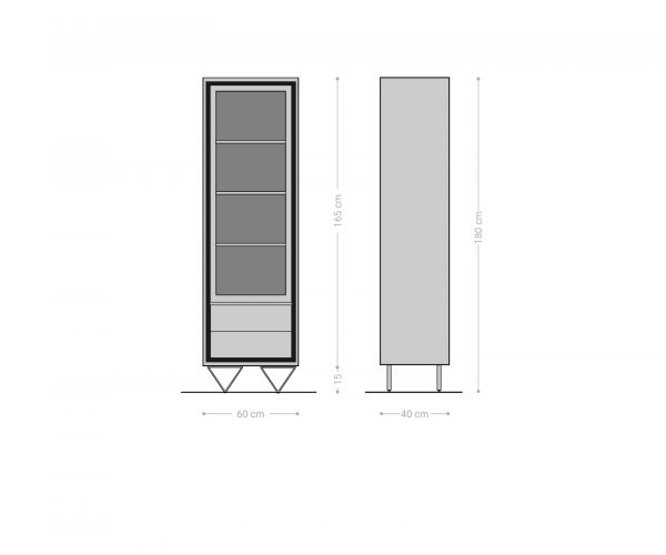 Skříň Stonegrace 55x180 cm akácie hnědá kámendřevo 1 dvířka 2 zásuvky podnož ve tvaru "V" černá - Image 6