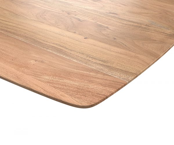 Jídelní stůl Edge zaoblená 180x90 akácie přírodní nerezová ocel úzká švýcarská hrana - Image 5