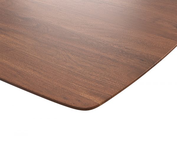 Jídelní stůl Edge zaoblená 160x90 akácie hnědá nerezová ocel úzká švýcarská hrana - Image 5