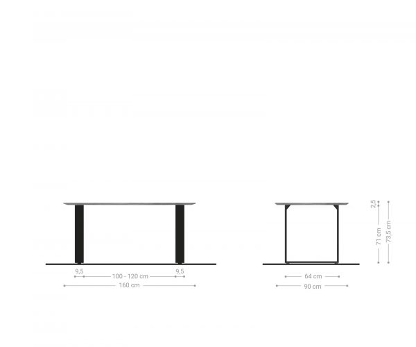 Jídelní stůl Edge zaoblená 160x90 akácie hnědá nerezová ocel úzká švýcarská hrana - Image 6