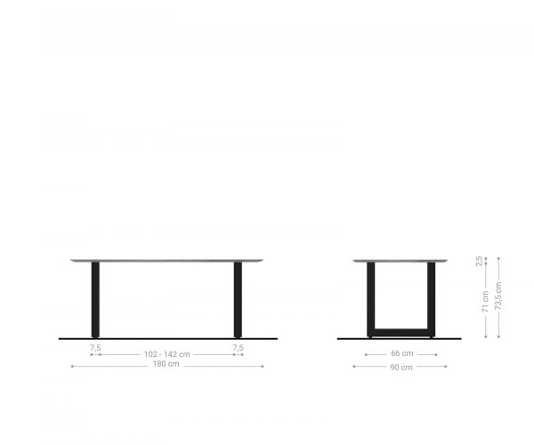 Jídelní stůl Edge zaoblená 180x90 akácie přírodní nerezová ocel široká švýcarská hrana - Image 6