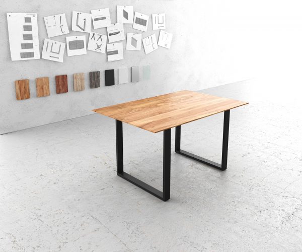 Jídelní stůl Edge 140x90 přírodní akácie podnož tenká černá švýcarská hrana