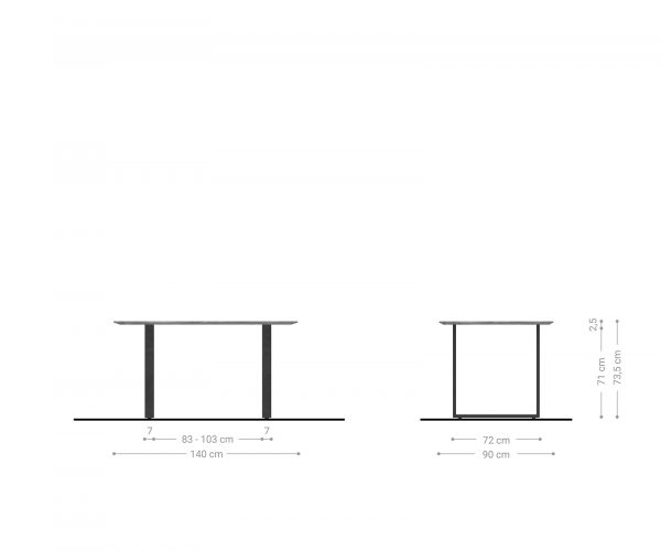 Jídelní stůl Edge 140x90 přírodní akácie podnož tenká černá švýcarská hrana - Image 6