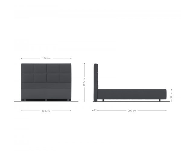 Boxspring postel Dream-Fine mikrovlákno šedá 120x200 cm - Image 3