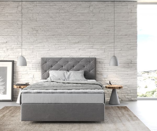 Boxspring postel Dream-Great 120x200 cm mikrovlákno šedá s matrací a topperem - Image 2
