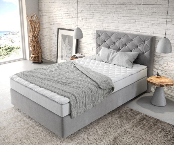 Boxspring postel Dream-Great 120x200 cm mikrovlákno šedá s matrací a topperem - Image 4