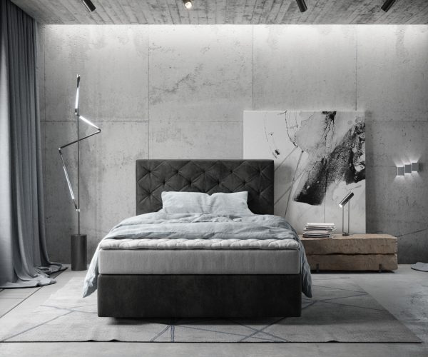 Boxspring postel Dream-Great 120x200 cm mikrovlákno antracitová vintage s matrací a topperem - Image 2