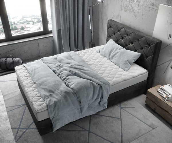 Boxspring postel Dream-Great 120x200 cm mikrovlákno antracitová vintage s matrací a topperem - Image 4
