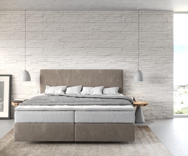 Boxspring postel Dream-Well 180x200 cm béžová mikrovlákno s taštičkovou pružinovou matrací a visco topperem - Image 2