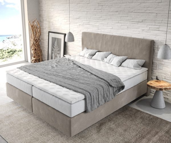 Boxspring postel Dream-Well 180x200 cm béžová mikrovlákno s taštičkovou pružinovou matrací a visco topperem - Image 4