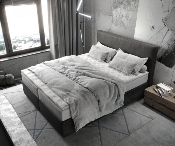 Boxspring postel Dream-Well 160x200 cm mikrovlákno antracitová vintage s taštičkovou pružinovou matrací a visco topperem - Image 4