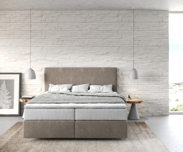 Boxspring postel Dream-Well 160x200 cm béžová mikrovlákno s taštičkovou pružinovou matrací a visco topperem - Image 2