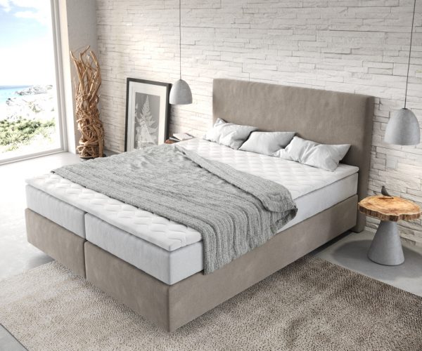 Boxspring postel Dream-Well 160x200 cm béžová mikrovlákno s taštičkovou pružinovou matrací a visco topperem - Image 4