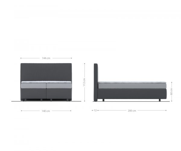 Boxspring postel Dream-Well 140x200 cm mikrovlákno šedá s taštičkovou pružinovou matrací a visco topperem - Image 5