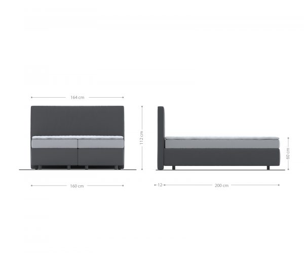 Boxspring postel Dream-Well 160x200 cm mikrovlákno šedá s taštičkovou pružinovou matrací a visco topperem - Image 5