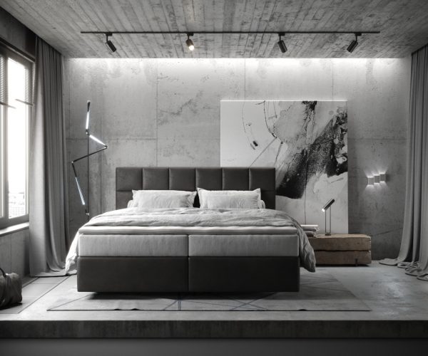 Boxspring postel Dream-Fine 180x200 cm mikrovlákno antracitová vintage s taštičkovou pružinovou matrací a visco topperem - Image 2