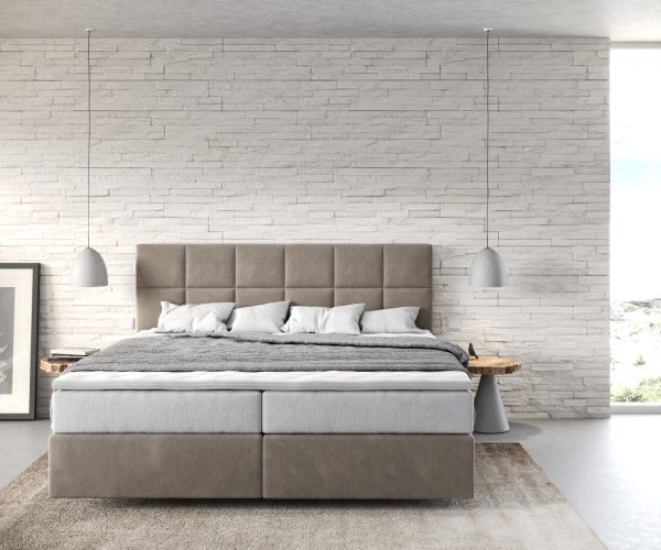 Boxspring postel Dream-Fine 180x200 cm béžová mikrovlákno s taštičkovou pružinovou matrací a visco topperem - Image 2