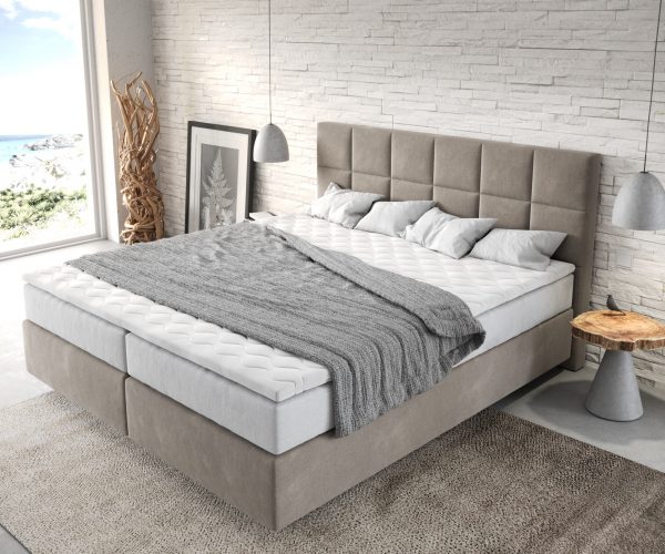 Boxspring postel Dream-Fine 180x200 cm béžová mikrovlákno s taštičkovou pružinovou matrací a visco topperem - Image 4