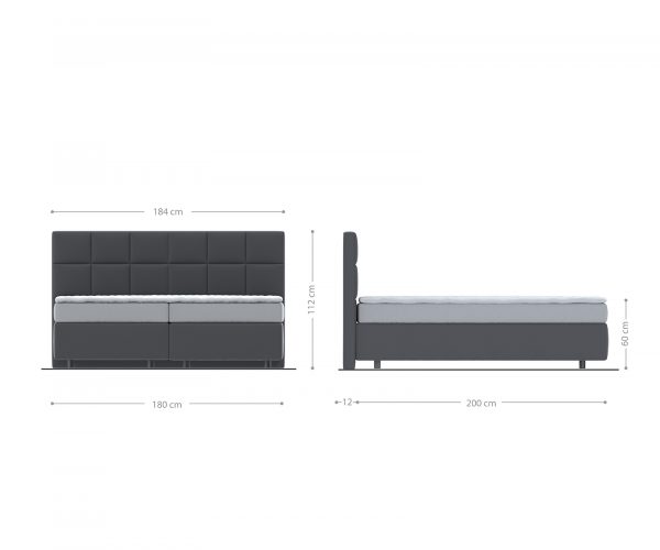 Boxspring postel Dream-Fine 180x200 cm béžová mikrovlákno s taštičkovou pružinovou matrací a visco topperem - Image 5
