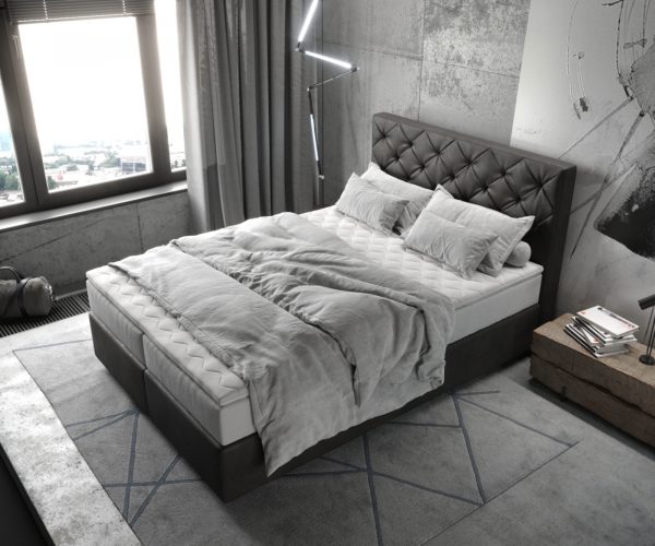 Boxspring postel Dream-Great 140x200 cm mikrovlákno antracitová vintage s taštičkovou pružinovou matrací a visco topperem - Image 4