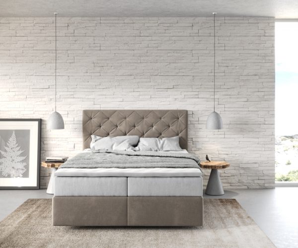 Boxspring postel Dream-Great 140x200 cm béžová mikrovlákno s taštičkovou pružinovou matrací a visco topperem - Image 2