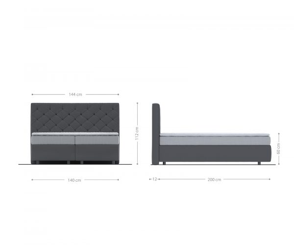 Boxspring postel Dream-Great 140x200 cm mikrovlákno šedá s taštičkovou pružinovou matrací a visco topperem - Image 5