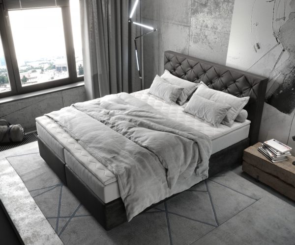 Boxspring postel Dream-Great 160x200 cm mikrovlákno antracitová vintage s taštičkovou pružinovou matrací a visco topperem - Image 4