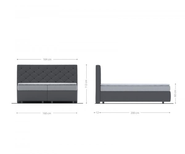 Boxspring postel Dream-Great 160x200 cm mikrovlákno šedá s taštičkovou pružinovou matrací a visco topperem - Image 5