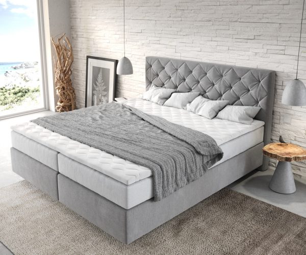 Boxspring postel Dream-Great 180x200 cm mikrovlákno šedá s taštičkovou pružinovou matrací a visco topperem - Image 4