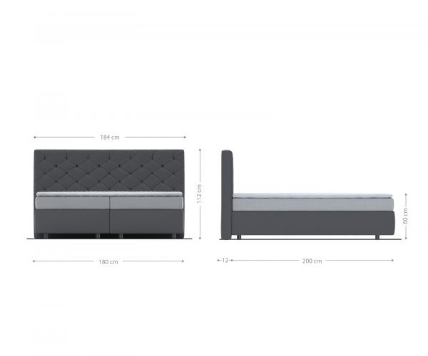 Boxspring postel Dream-Great 180x200 cm mikrovlákno šedá s taštičkovou pružinovou matrací a visco topperem - Image 5