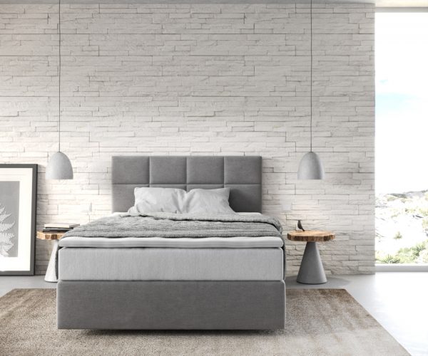 Boxspring postel Dream-Fine 120x200 cm mikrovlákno šedá s taštičkovou pružinovou matrací a visco topperem - Image 2