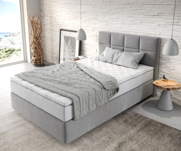Boxspring postel Dream-Fine 120x200 cm mikrovlákno šedá s taštičkovou pružinovou matrací a visco topperem - Image 4