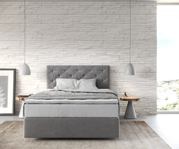 Boxspring postel Dream-Great 120x200 cm mikrovlákno šedá s taštičkovou pružinovou matrací a visco topperem - Image 2