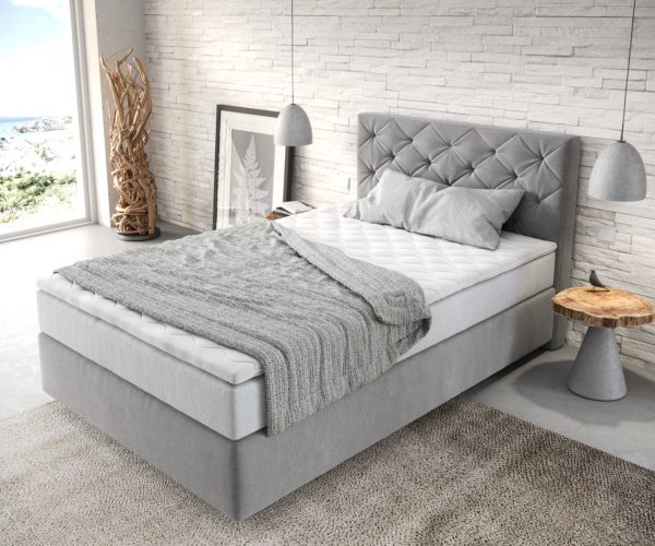 Boxspring postel Dream-Great 120x200 cm mikrovlákno šedá s taštičkovou pružinovou matrací a visco topperem - Image 4