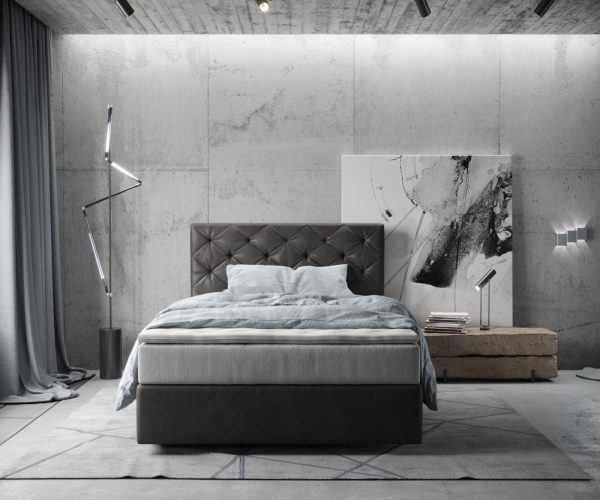 Boxspring postel Dream-Great 120x200 cm mikrovlákno antracitová vintage s taštičkovou pružinovou matrací a visco topperem - Image 2