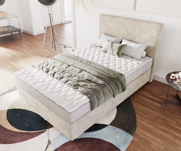 Boxspring postel Dream-Well 120x200 cm manšestr béžová s matrací a topperem - Image 4