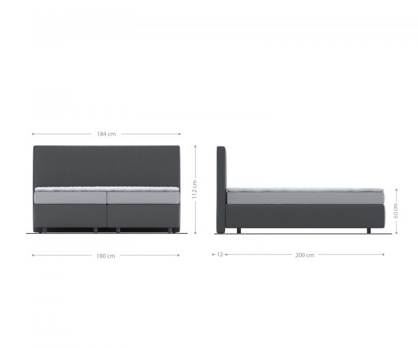 Boxspring postel Dream-Well 180x200 cm manšestr stříbrošedá s taštičkovou pružinovou matrací a visco topperem - Image 5