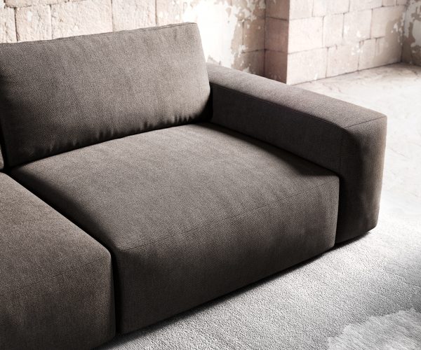 Velká pohovka Lanzo XL 270x125 cm mikrovlákno khaki hnědá - Image 6