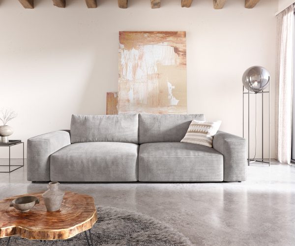 Velká pohovka Lanzo XL 270x125 cm manšestr stříbrnošedá - Image 2