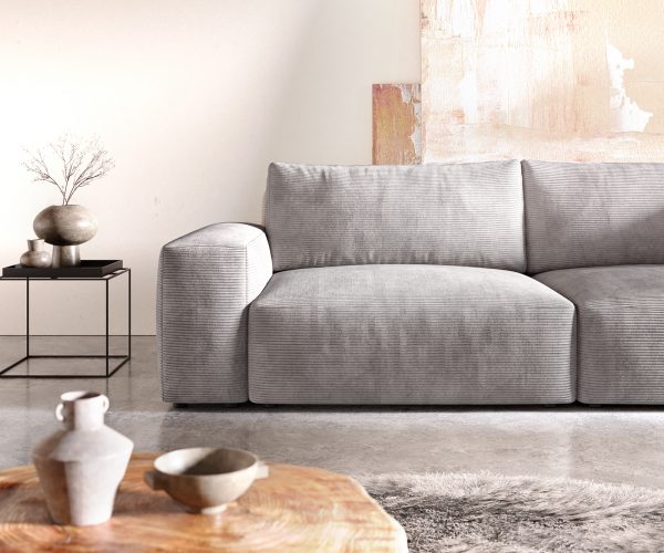 Velká pohovka Lanzo XL 270x125 cm manšestr stříbrnošedá - Image 5