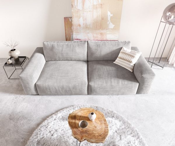 Velká pohovka Lanzo XL 270x125 cm manšestr stříbrnošedá - Image 4
