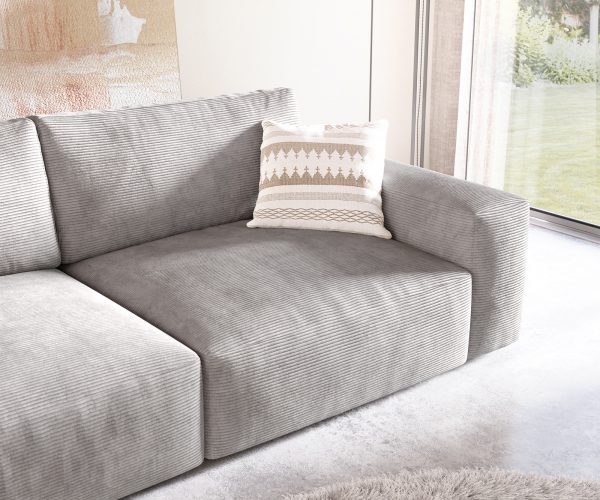 Velká pohovka Lanzo XL 270x125 cm manšestr stříbrnošedá - Image 6