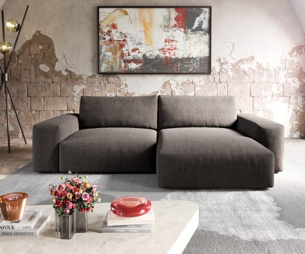 Rohová pohovka Lanzo XL 280x175 cm mikrovlákno khaki hnědá variabilní lenoška - Image 2