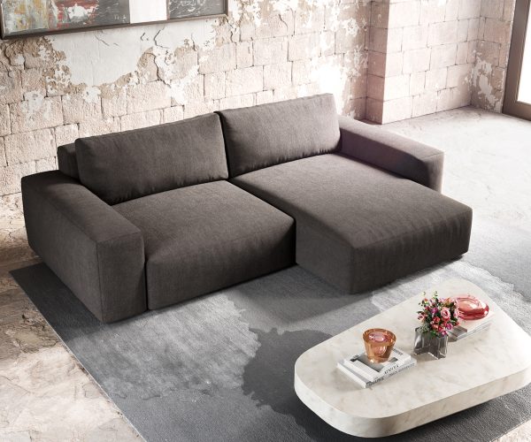 Rohová pohovka Lanzo XL 280x175 cm mikrovlákno khaki hnědá variabilní lenoška - Image 5
