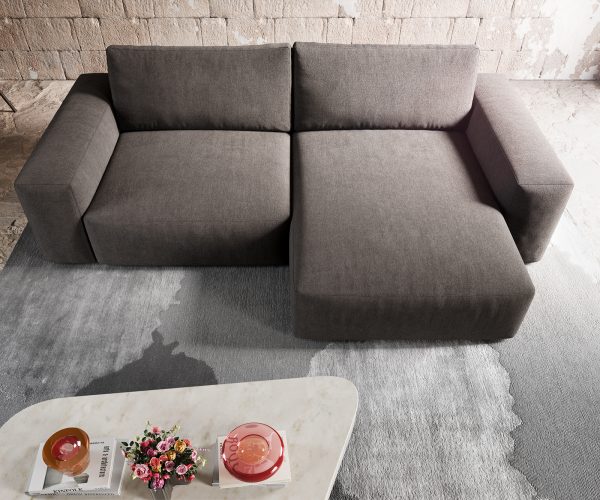 Rohová pohovka Lanzo XL 280x175 cm mikrovlákno khaki hnědá variabilní lenoška - Image 4