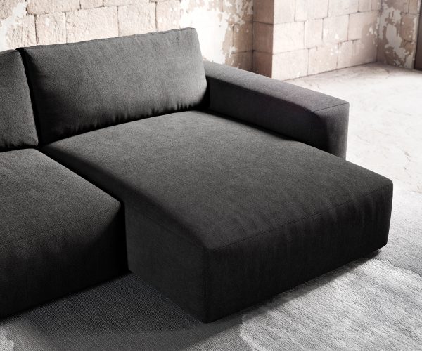 Rohová pohovka Lanzo XL 280x175 cm černá mikrovlákno variabilní lenoška s taburetem - Image 5