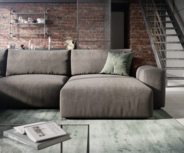 Pohovka ve tvaru "U" Lanzo XL 370x260 cm mikrovlákno khaki hnědá variabilní lenoška - Image 6