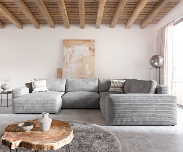Pohovka ve tvaru "U" Lanzo XL 370x260 cm manšestr stříbrno-šedá variabilní lenoška - Image 2